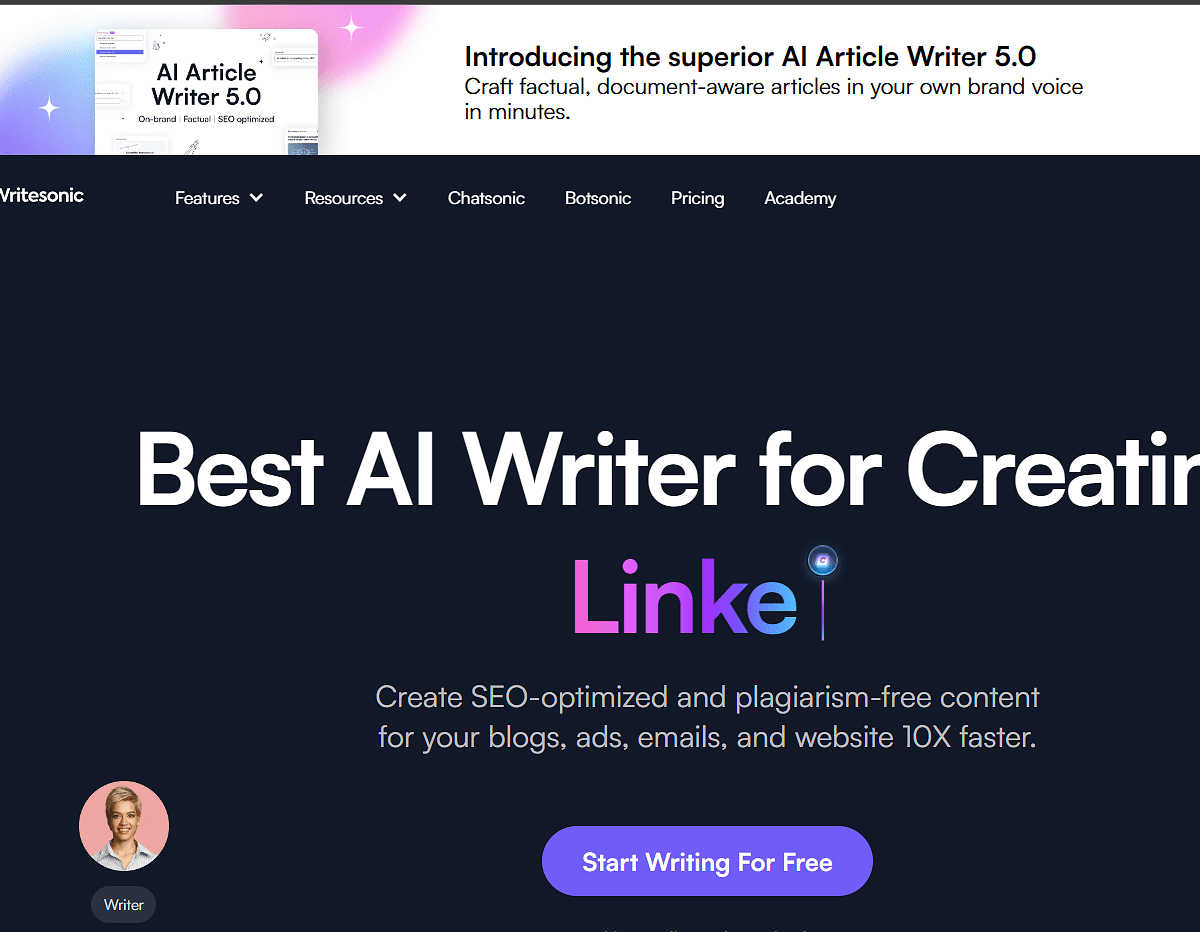 Writesonic Writesonic - Free AI Content Writing Tools