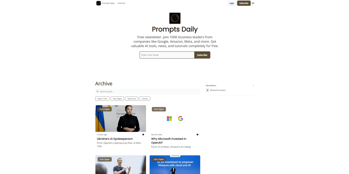 Screenshot 2024-05-06 173952 Prompts Daily- Best AI Newsletters